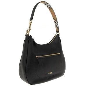 Burberry Hobo Shoulder Bag Black Leather New